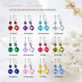 Women Birthstone Dangle Earrings Fish Hook Long Drop Earrings Jewelry Girls Birthday Christmas Gifts Atex0011